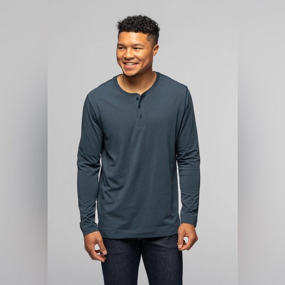 Revtown The Standard Henley Medium navy blue long sleeve layering casual cotton